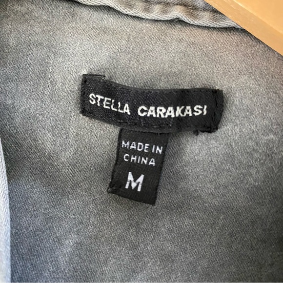 Stella Carakasi | Gray Denim Textured Moto Jacket - Picture 4 of 8